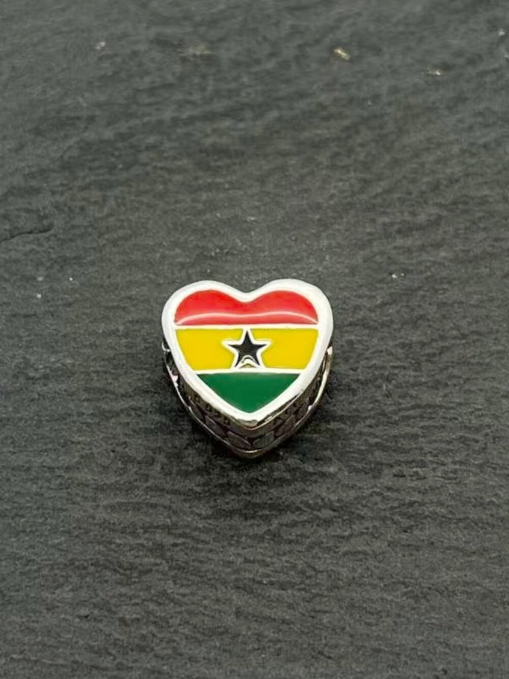 Pandora Ghana Flag Heart Charm Sterling Silver Jewelry